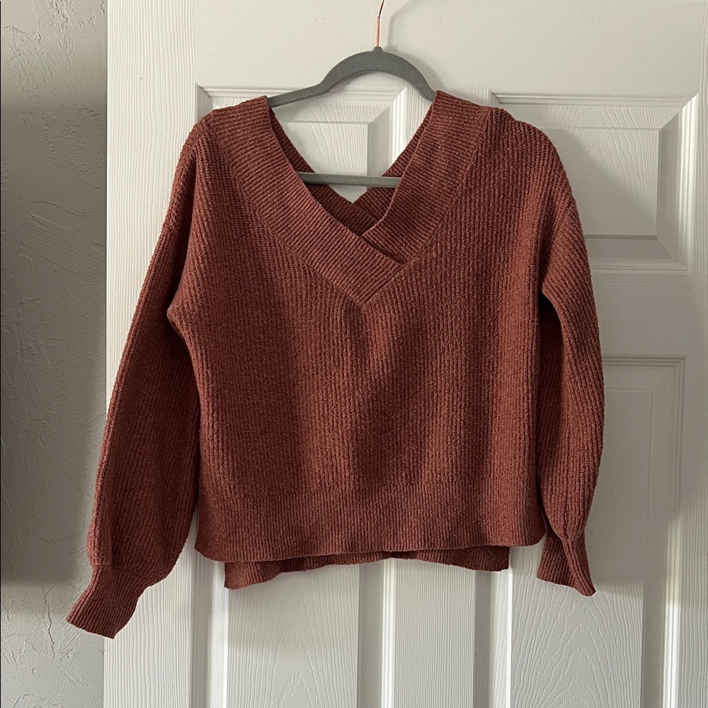 Cozy V-Neck Women's Sweater in Rust